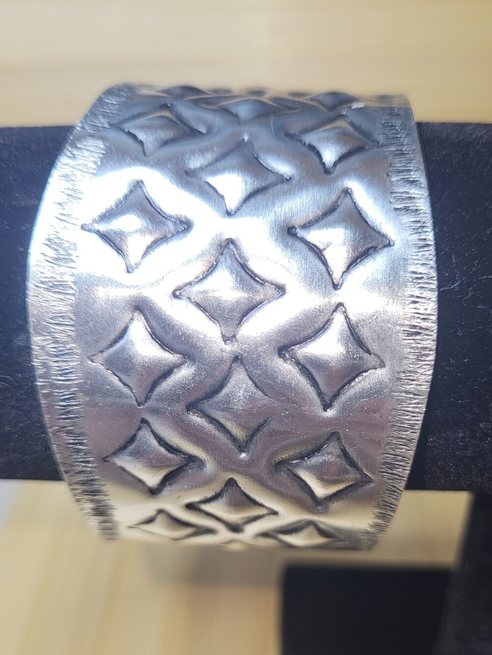 Myra Bag Spruce Tradition Wide Silver-Tone Embossed Cuff Bracelet